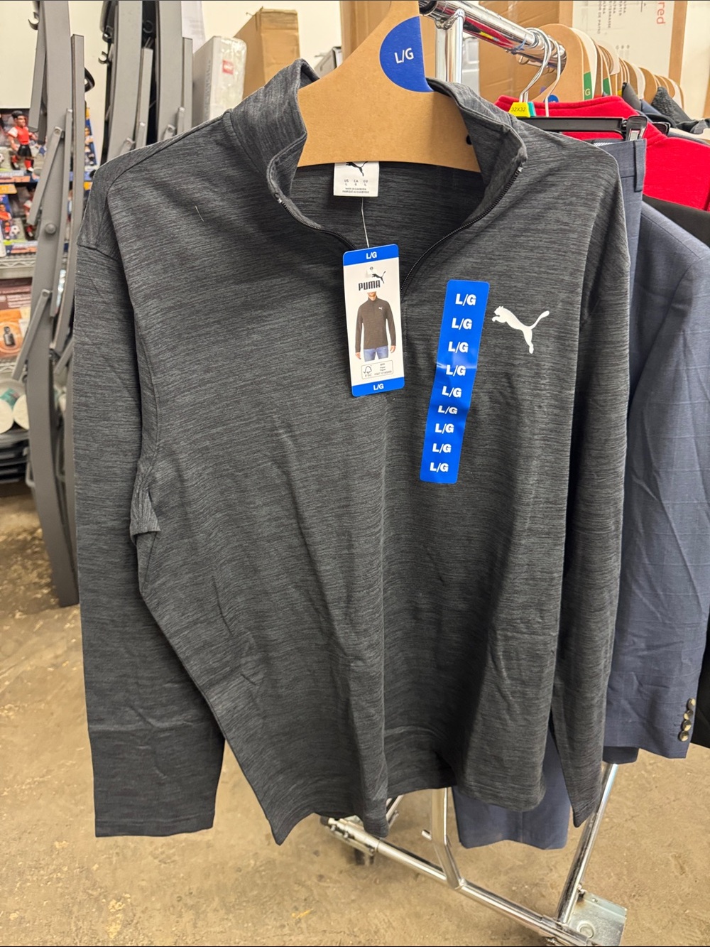Puma Men's Charcoal Gray Quarter-Zip Sweater